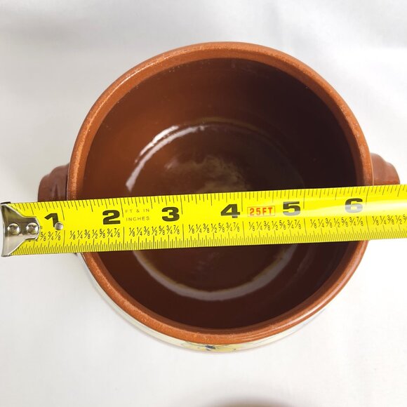 Hand-Painted Vintage Terracotta Pot with Lid Floral Bands Made in Portugal - Picture 8 of 9